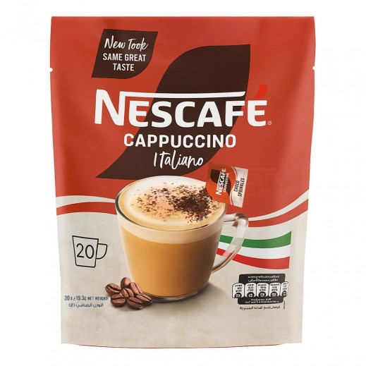 Nescafe Cappuccino Italiano Coffee Mix with Choco Sprinkles 20 x 19.3 g - delivered by Taw9eel Fast