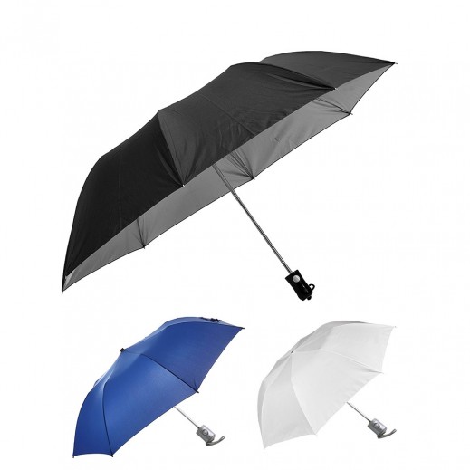 Plain 3 Fold Auto Open Black Handle Umbrella