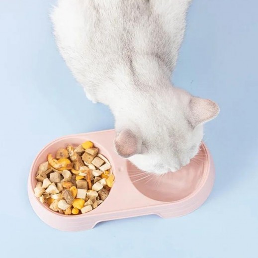Plastic Food Dual Bowl Pet 25 × 14.5 × 4.8cm - delivered by Taw9eel Fast