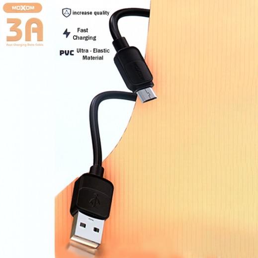 USB To Micro 3A PVC Fast Charging Data Cable 1 m By Moxom - delivered by Taw9eel Fast