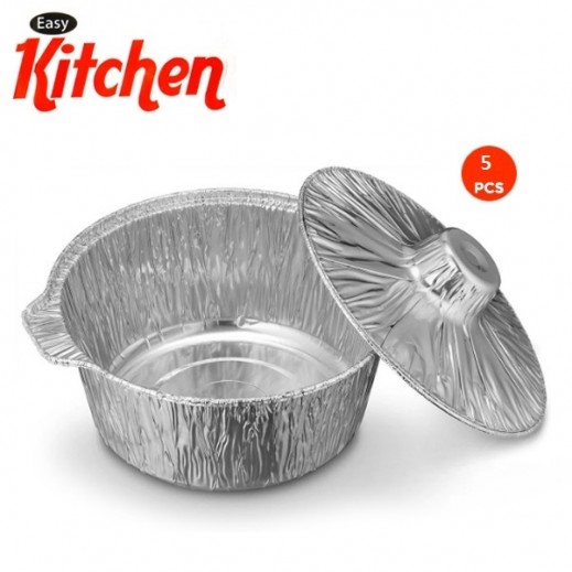 Easy Kitchen Aluminium Foil Small Pot with Lid  - 5 Pieces