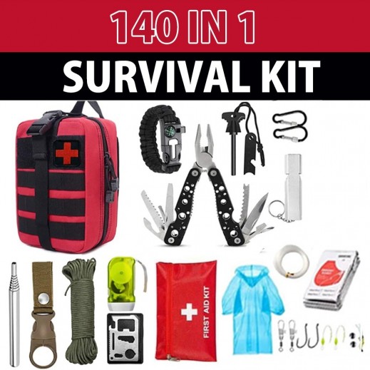 Camping Survival Bag with Emergency Tools 140 Pieces - delivered by Taw9eel Fast