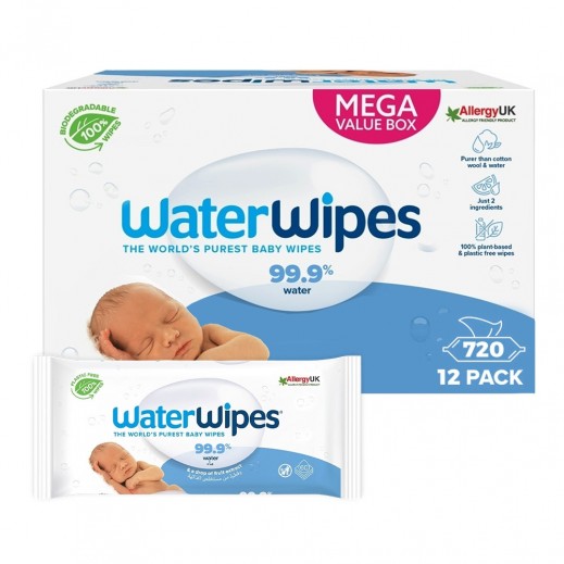 WaterWipes Sensitive Baby Wet Wipes 12 x 60 Pcs