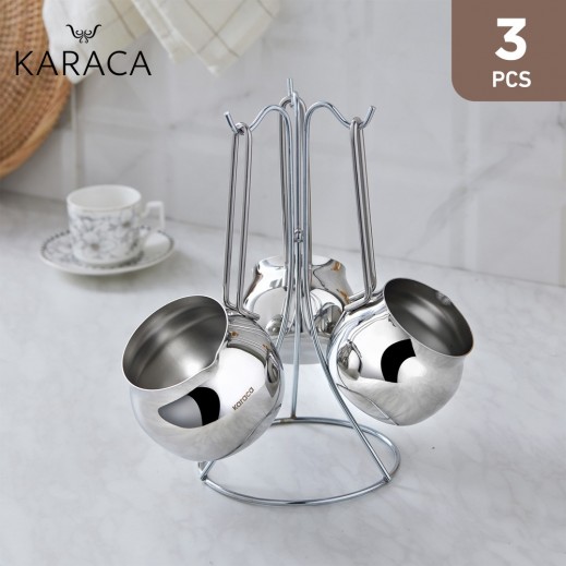 Karaca Alya Steel Coffee Pot Set 3 Pieces