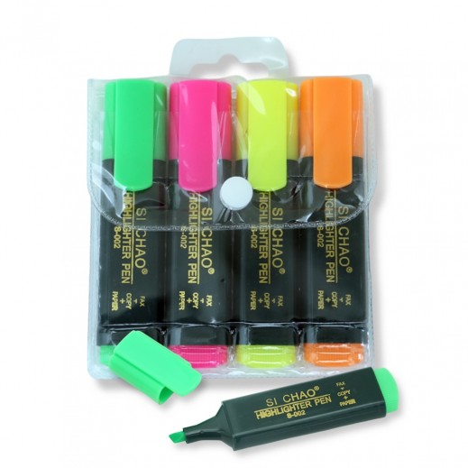 Set of 4 Fluorescent Highlighter Pens - delivered by Taw9eel Fast