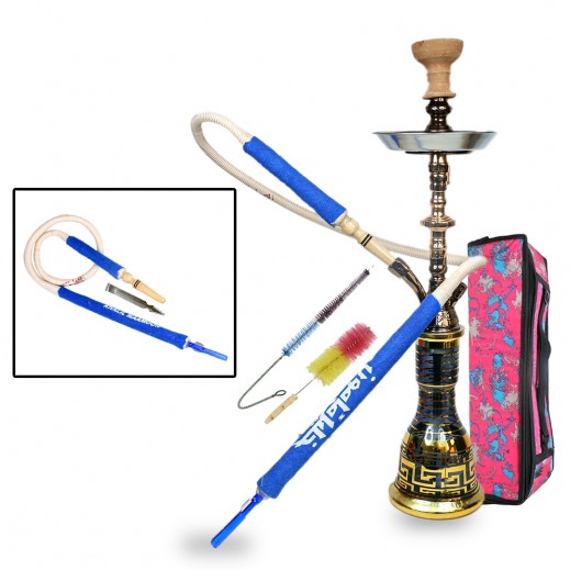 Khalil Mamoon Star Shisha With Stainless Pipe Black Oxide - 26 Inches