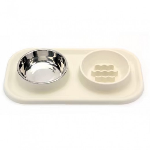 Silicone Food Dual Bowl Pet 39.5 × 21.5 × 4cm - delivered by Taw9eel Fast