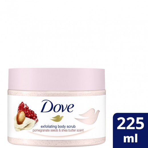 Dove Exfoliating Body Scrub For Natural Silky Skin With Pomegranate & Shea Butter Providing Lasting Nourishment 225 ml - delivered by Taw9eel Fast