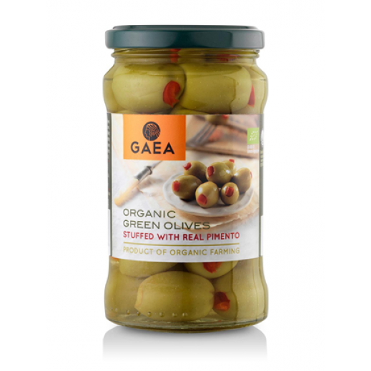GAEA Organic Green Olives With Pimento 295 g - delivered by Taw9eel Fast