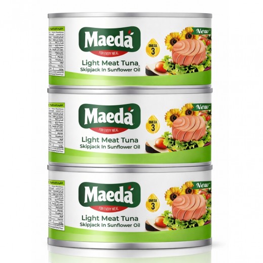 Maeda Light Meat Tuna In Sunflower Oil 3 × 160g