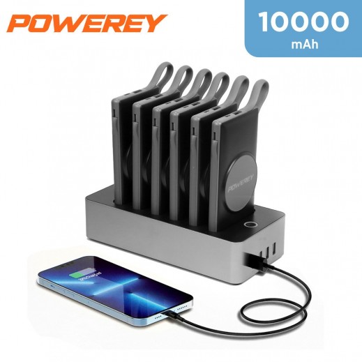 Powerey Wireless 6 in 1 Charging Station (6 x 10,000 mAh) with Built-in Cables - delivered by Taw9eel Fast