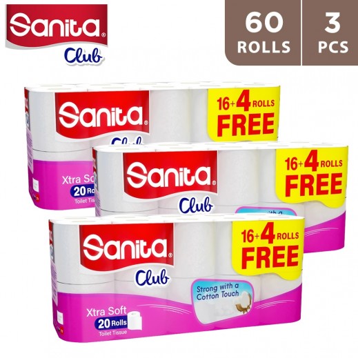 Sanita Club Toilet Paper 200 Sheets 48 + 12 Free Rolls 