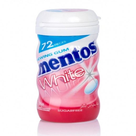 WHITE STRAWBERRY 103G BOTTLE  MENTOS  GUM SS