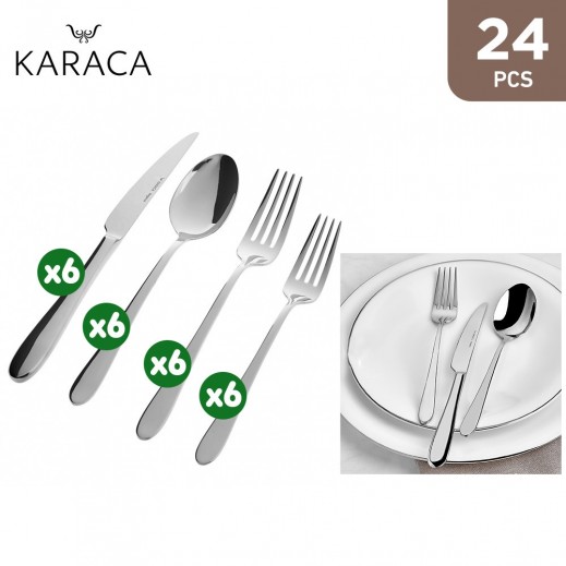 Karaca Yenikoy Stainless Steel Cutlery Set 24 Pieces  - delivered by Taw9eel Fast