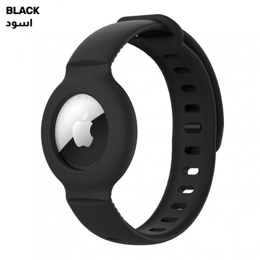 AirTag Silicone Wrist Strap - Black - delivered by Taw9eel Fast