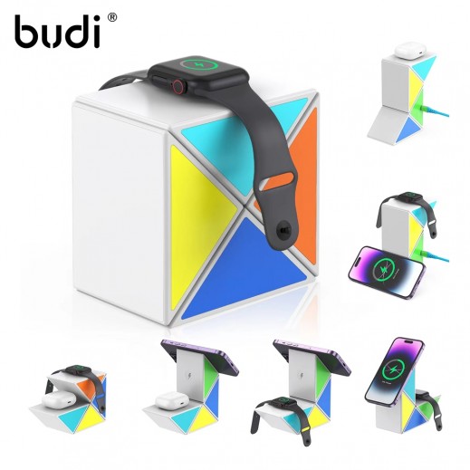 Rubiks Cube Design 4In1 Fast Wireless Charger With Led Light By Budi - delivered by Taw9eel Fast