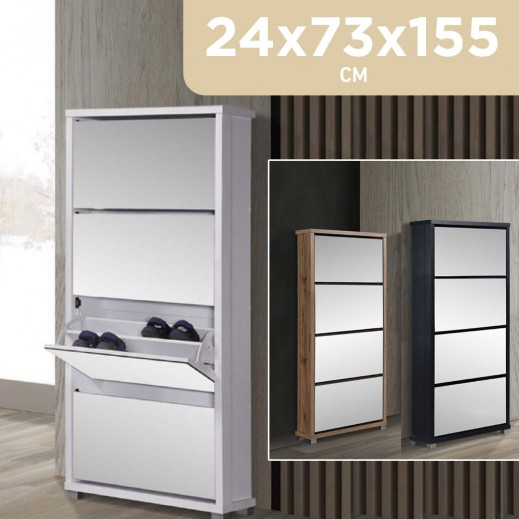 Roca Shoes Cabinet With 4 Glass Doors - 73 × 155 × 24cm - delivered by Roca within 4 Working Days 
