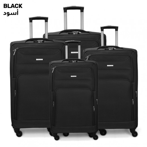 Lucky Power Fabric Luggage Trolley Set Of 4 - Black