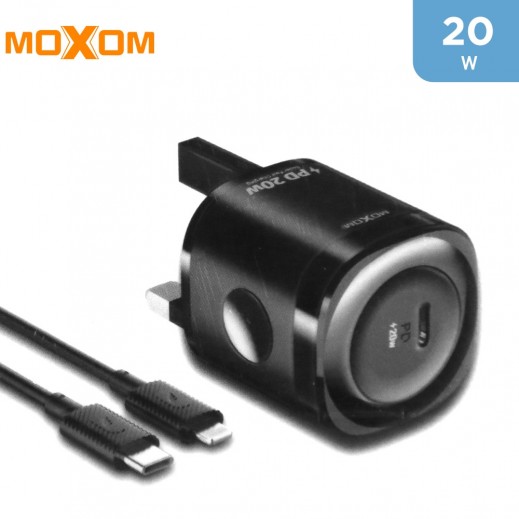 Moxom PD Fast Charger Cable 20 W - Black - delivered by Taw9eel Fast