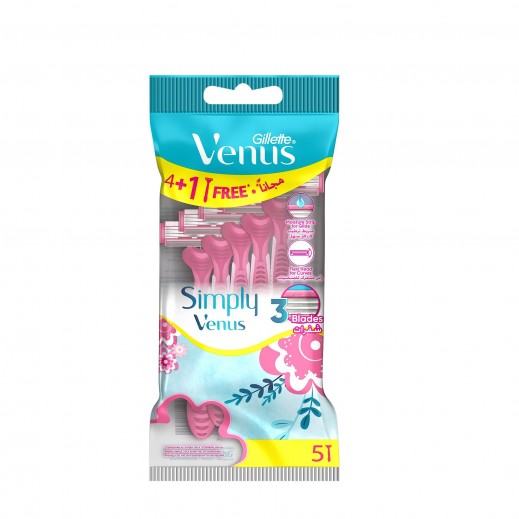 Venus Simply Venus3 Woman's Disposable Razor: 5 Razors - delivered by Taw9eel Fast
