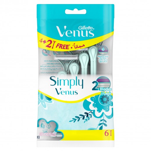 Venus Simply Venus2 Woman's Disposable Razor: 6 Razors - delivered by Taw9eel Fast