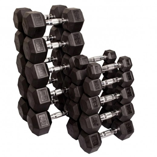 Rubber Hexagon Dumbbell Set - delivered by Al Nasser within 2 working Days 