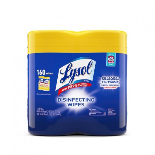 Lysol Lemon & Lime Blossom Disinfecting Wipes - 2 × 80 Wipes