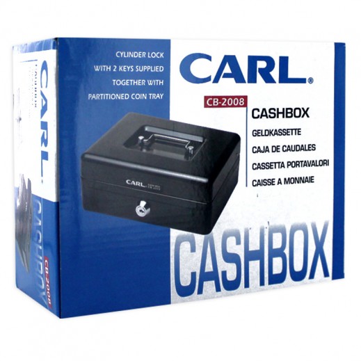 CARL Cash Box With Partition Coin Tray 225x310x97 mm -Blue