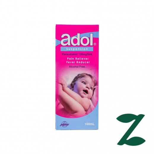 Adol Pain Reliever Fever Reducer Paracetamol 120 mg Suspension 100 ml - Delivered by Pharmazone - delivered by Taw9eel Fast