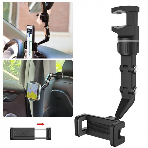 360 Rotatable Multifunctional Rear View Mirror Car Phone Holder Mount - delivered by Taw9eel Fast