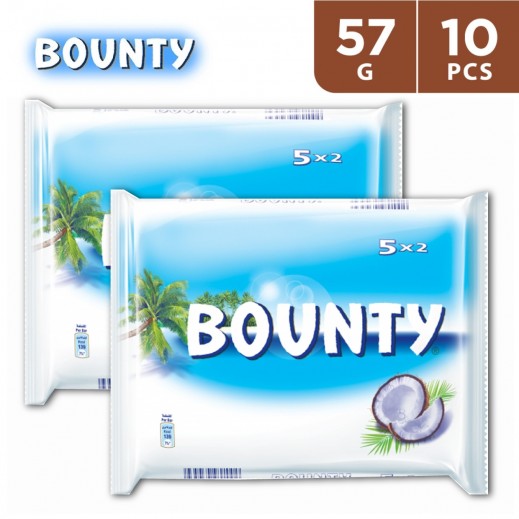 Bounty Twin Bar Chocolate (5 x 57 g) x 2 Pack - delivered by Taw9eel Fast