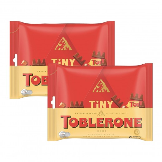 Toblerone Tiny Swiss Milk Chocolate Bars with Honey and Almond Nougat Minis Sharing Pack 2 ×168 g