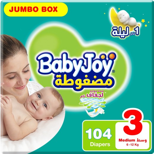 Babyjoy Diapers Jumbo Size 3 Medium (6-12 Kg) 104 Pieces 