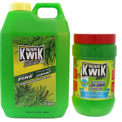 Kwik Disinfectant Pine 2.5 L + Kwik Super Gel Multi Action Cleaner 1 kg