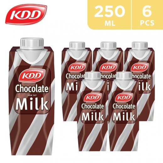 KDD Low Fat Chocolate Flavored Milk 6 x 250 ml - delivered by Taw9eel Fast