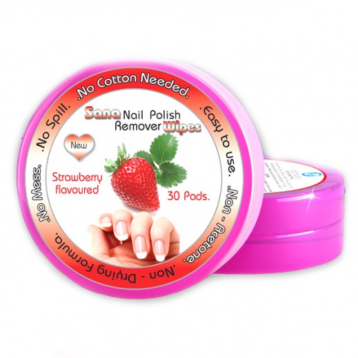 Sana Nail Polish Remover Wipes Strawberry Flavoured 30 Pads - delivered by Taw9eel Fast