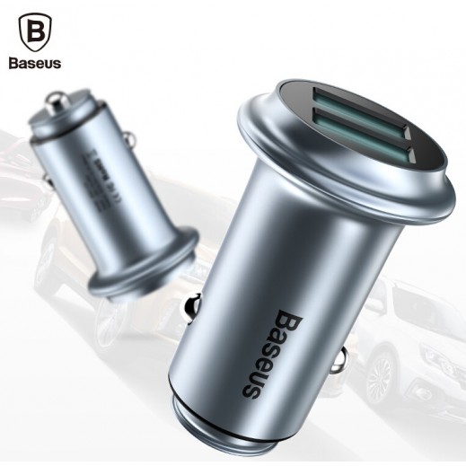Baseus UFO Dual USB Smart Car Charger 3.1 A - Silver 
