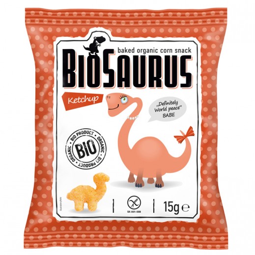 Biosaurus Organic Baked Corn Snack with Ketchup 15 g - delivered by Taw9eel Fast