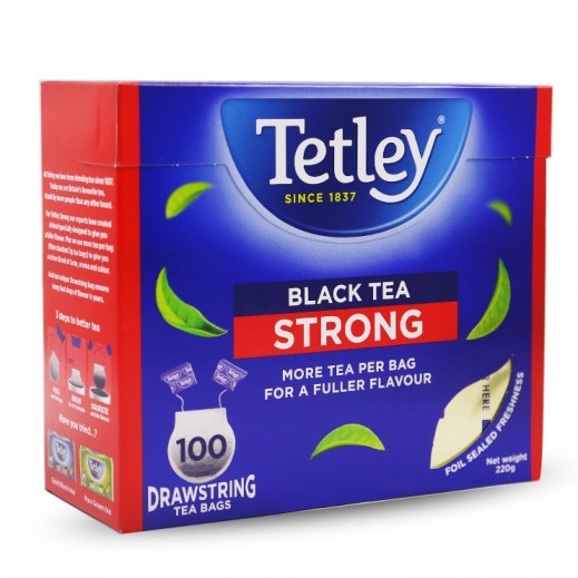 Tetley Drawstring Strong Black Tea 100 Bags - delivered by Taw9eel Fast