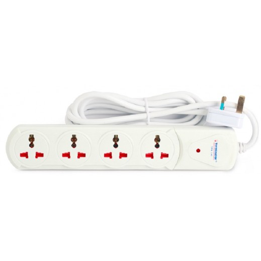 Terminator 4 Way Universal Power Extension 2 m – White