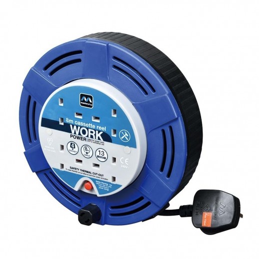 Masterplug Cassette Cable Reel 8m 13A - Blue