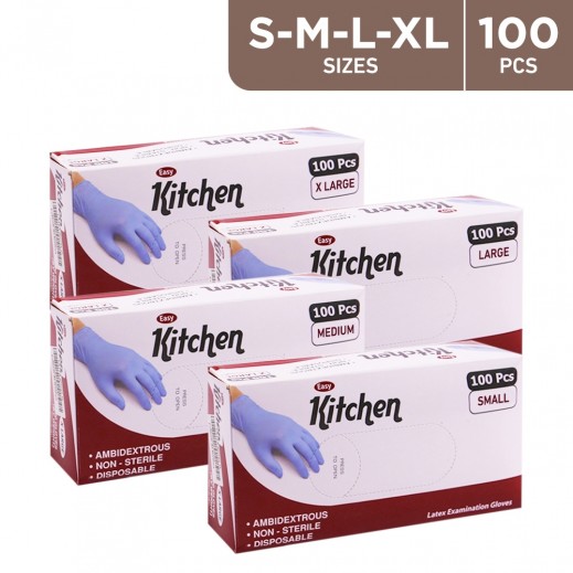 Easy Kitchen Latex Examination Gloves 100 Pieces