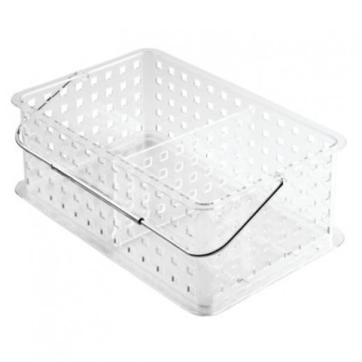 Idesign Divided Clear Stacking Caddy Basket with Handle - Medium - delivered by Taw9eel within 1 working day 