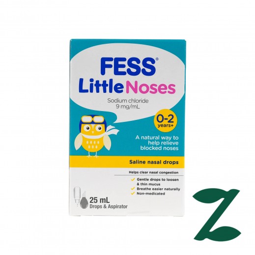 Fess Little Noses Saline Nasal Drops & Aspirator (0-2 Years) 25 ml - delivered by Pharmazone Pharmacy - within 2 Hours