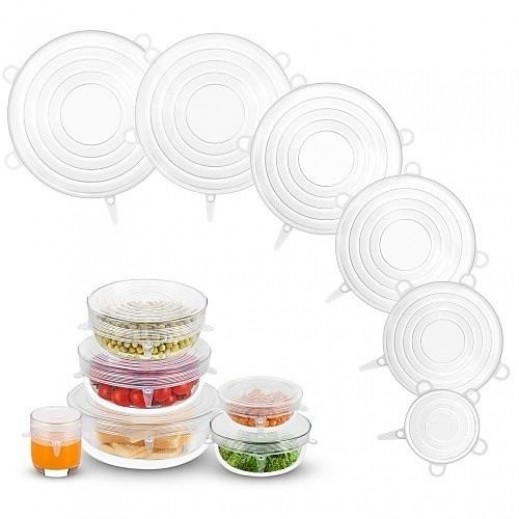 Silicone Stretch Lids 6-Pack Various Size Bowl Covers - delivered by Taw9eel Within 48 hours 