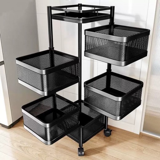 5 Shelves Rotating Kitchen Storage Rack 28 x 28 x 94 cm