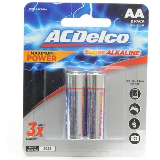 AC Delco  2 Pcs Alkaline AA-2 Batteries  - delivered by Taw9eel Fast