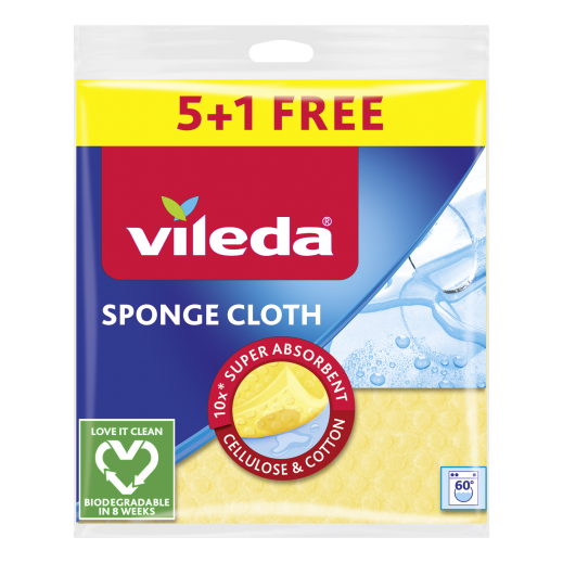 Vileda Wiping Sponge Cloth 5 + 1Pcs - delivered by Taw9eel Fast