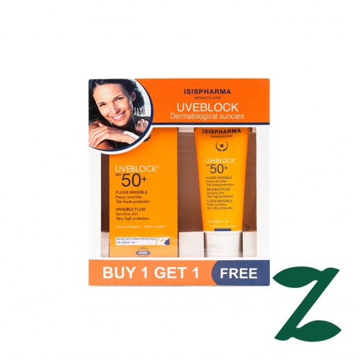 ISISPharma SPF50+ UVEBlock Invisible Fluid Cream 40 ml 1 + 1 Free - Delivered by Pharmazone - delivered by Taw9eel Fast