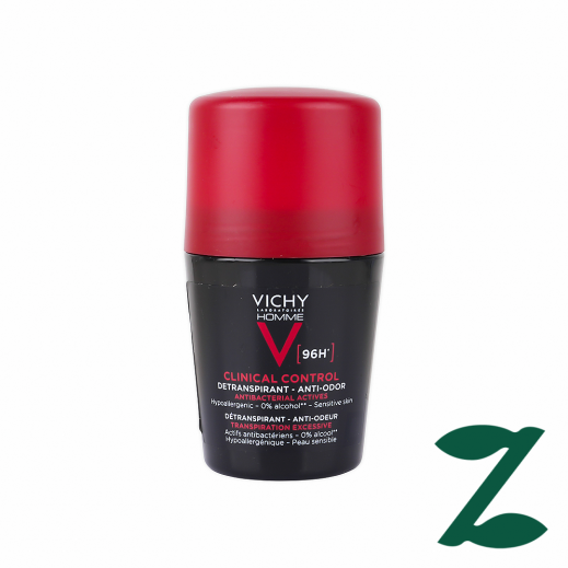 Vichy Homme Clinical Control 96H Antibacterial Actives Deo Roll On Black 50 ml - delivered by Pharmazone Pharmacy - within 2 Hours